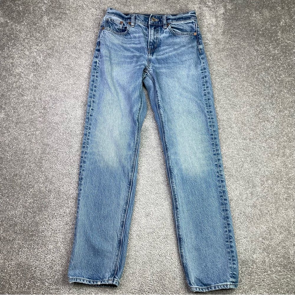 American Eagle Jeans Women’s 0 Blue Straight High Rise Light Wash Denim Stretch